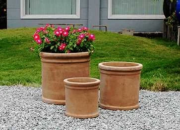 Terracotta Krukke, Rund 3 Terracotta Krukke, Rund