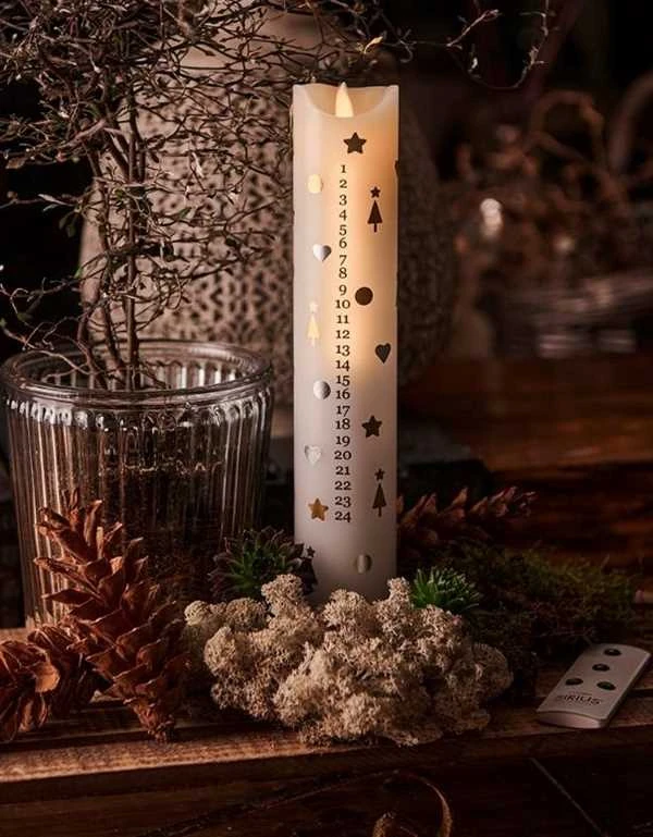 Kalenderlys Med Julehjerter, Juletræer Og Julestjerner 3 Kalenderlys Med Julehjerter, Juletræer Og Julestjerner
